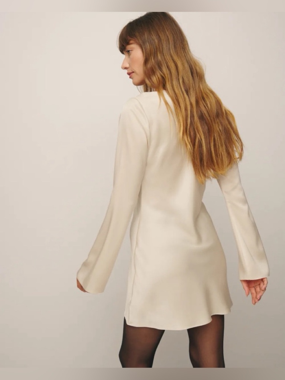 NWT Reformation Pike Satin Dress in Almond - Picture 3 of 15